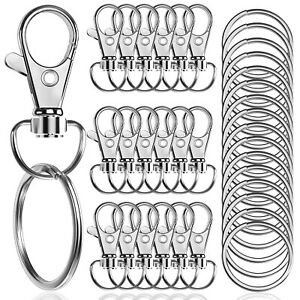 100PCS Premium Swivel Snap Hooks with Key Rings,Metal Lanyard Keychain Hooks ...