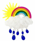 Adorable Acrylic Rainbow with Clouds Brooch Pin