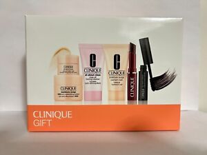 Clinique Skincare Makeup 6 Pcs Samples Travel Size Gift Set White/Orange Box