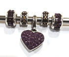 Brighton Purple Cupid's Kiss Heart Charm Spectrum Beads Topaz Crystal Voyage