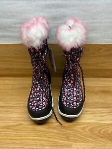 Kids Youth Snow Boots Water Proof Mid Calf Fur Trim Fuly Zipped Size: 5