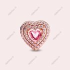 New Authentic Pandora, Rose Gold Sparkling Leveled Hearts Charm  (Perfect Gift)