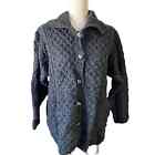 Blarney Woolen Mills Irish Cableknit Cardigan Sweater Dark Gray Medium