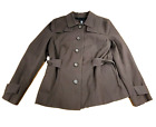 Apostrophe Peacoat Womens 12 Brown Long Sleeve Belted 5 Button Lined Jacket