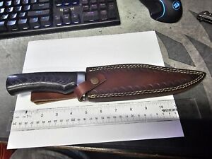 Handmade Large Recurve Bowie Fixed Blade Knife With Leather Sheath