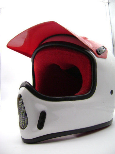 Vintage BELL MOTO 4 White & Red Motorcycle Motocross Helmet Full Face 1980’s