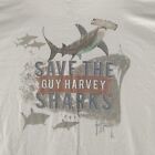 Guy Harvey Tshirt SAVE THE SHARKS Mens White Short Sleeve Graphic Fishing 3XL