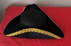 Colonial Tricorn Hat Black Pirates Hat Halloween Costume Hat Adult Pre Owned