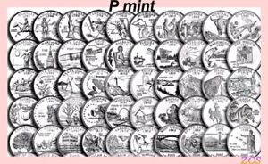 1999 - 2008 P Complete 50 State Quarters Set U.S. Mint Rolls Coins
