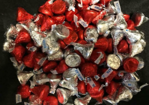 Hershey's Kisses RED & SILVER Foils Milk Chocolate Candy BULK CANDY- 1/2 POUND