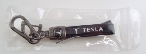 Tesla - Genuine Leather Keychain Car Key Chain Ring - NEW