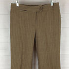 BRIGGS NY womens size 8 stretch brown striped flat straight dress career pants