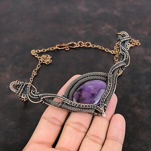Star Amethyst Wire Wrapped Necklace Handcrafted Copper Partywear Adjustable