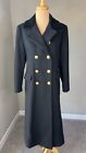 Vintage Leslie Fay Black Double Breasted Velvet Gold Button Wool Trench Coat 6
