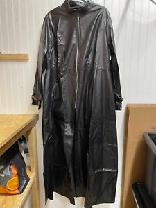 Women's Faux Leather Trench Coat Black Zip Up Size 3XL -NEW