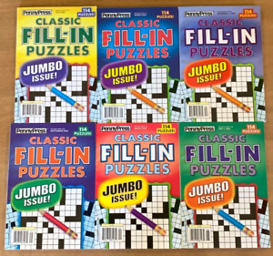 NEW Lot of 6 Penny Press CLASSIC Fill-In Puzzle Books JUMBO Issue Free Shipping