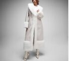 Missguided Premium Faux Fur PU Trench Coat Size Uk 6 Brand New RRP £121 Cream