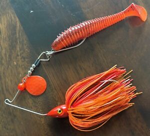 Sims Tackle 1/2oz Spinnerbait, Swimbait Predator Crawdaddy Red w/Flor Red Blade