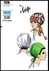Vogue 7278 Designer ADOLFO Hat Cap Fabric Sewing Pattern Chemo Cancer Alopecia