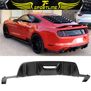 Fits 15-17 Ford Mustang HN Style 4 Fins Rear Bumper Diffuser Matte Black PP