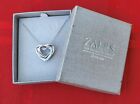 Zales Diamond Accent Interlocking Hearts Pendant in Sterling Silver w/ 18
