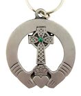 Pewter Friendship Love and Loyalty Claddagh Pendant, Celtic Cross Key Chain