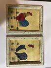 Set of 2 Rooster Rustic Wall Art Shabby Chic Farmhouse Kitchen Decor 6 1/2 x 8