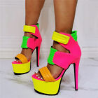 Womens Nightclub Platform High Stiletto Heels Colorful Thin Sexy Banquet Sandals