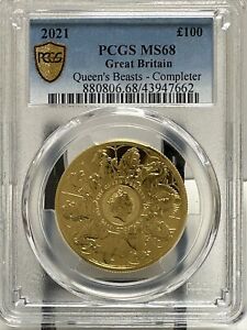 2021 Great Britain 1 Oz Gold Coin Queen's Beast Completer PCGS MS68