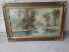 ANTIQUE WATERCOLOR SEA SCAPE  PAINTING W ANTIQUE FRAME SIGNED