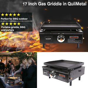 QuliMetal Portable Flat Top Grill 17inch Non-Stick Table Top Griddle 15,000 BTUs