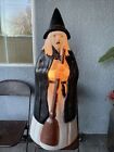 Vintage Empire Lighted Halloween Wicked Witch With Broom Blow Mold 39” Tall