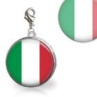 Italy Italian Flag Glass Top 20mm Clip On Charm for Bracelet Necklace Travel