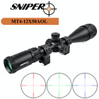 Sniper 4-12x50mm Rifle Scope R/G/B illuminated Mil-Dot Reticle Mount included