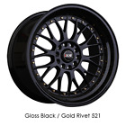 XXR Wheels Rim 521 17x7 4x100/4x114.3 ET38 73.1CB Black / Gold Rivets