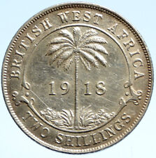 1918 H British WEST AFRICA UK King George V Genuine Silver Shilling Coin i99295