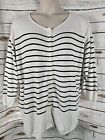 Cabi Turnabout Striped Sweater Cardigan XL Button #6164 Cotton Blend