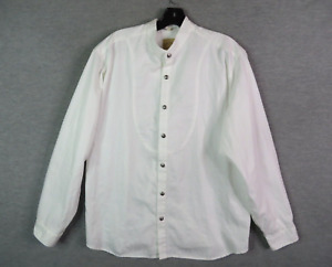 Wah Maker Mens Shirt Large White Long Sleeve Button Up Band Collar Frontier Wear