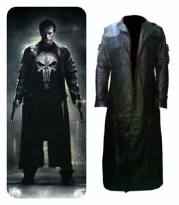 Punisher War Zone Thomas Jane Black Leather Trench Coat Jacket