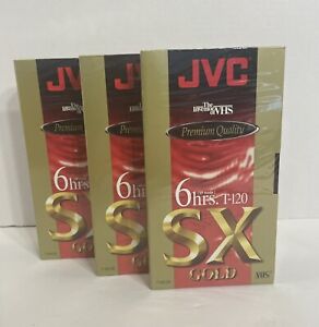 JVC Premium Quality 6 Hrs T-120 SX Gold Blank VHS Tapes 3 Pack Sealed