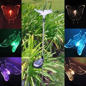 4 Pack Solar Powered Butterfly Garden Yard Stake Pathway Lawn Light LED Sun
