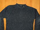 Vintage Wool Silk Structure Roll Neck Sweater Men's Large Navy Blue Chunky Knit