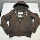 Men’s Abercrombie & Fitch Wolf Jaw Jacket Heavy Faux Fur Lined Brown Medium