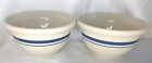 2 Roseville Ohio Pottery Friendship 4 Qt Mixing Bowls Blue Stripes 10