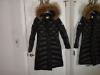 Moncler Grenoble Black Down Raccoon Trimmed Puffer Coat Size 2