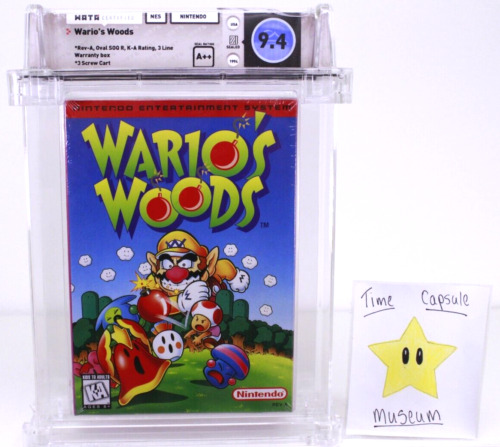 Warios Woods 1994 New Nintendo NES Factory Sealed WATA Grade 9.4 A++ Mint NIB