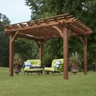 Outdoor Patio12x10ft Pergola Solid Wood Pergola for Patio Deck Garden Cedar Wood