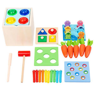 Montessori Toy 5-in-1,Wooden Educational Montessori Preschool Toys For Toddlers