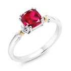 925 Silver and 10K Yellow Gold Created Ruby Engagement Ring For Women (1.00