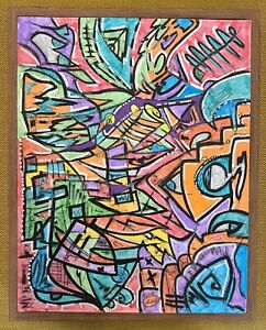 New ListingPsychedelic Graffiti Cubism Painting Homedecor Handmade Original Abstract Art